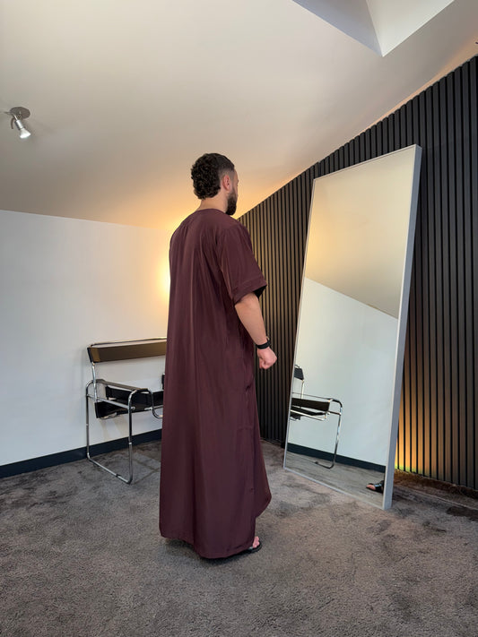 N°6 - QAMIS MANCHES COURTES BORDEAUX PRESTIGE FINITION BRODÉE HOMME