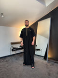 N°6 - QAMIS MANCHES COURTES  NOIR PRESTIGE FINITION BRODÉE HOMME