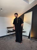N°6 - QAMIS MANCHES COURTES  NOIR PRESTIGE FINITION BRODÉE HOMME