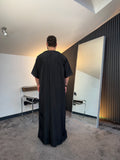 N°6 - QAMIS MANCHES COURTES  NOIR PRESTIGE FINITION BRODÉE HOMME