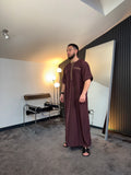 N°6 - QAMIS MANCHES COURTES  BORDEAUX PRESTIGE FINITION BRODÉE HOMME