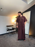 N°6 - QAMIS MANCHES COURTES  BORDEAUX PRESTIGE FINITION BRODÉE HOMME