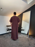 N°6 - QAMIS MANCHES COURTES  BORDEAUX PRESTIGE FINITION BRODÉE HOMME