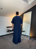 N°6 - QAMIS MANCHES COURTES  BLEU PRESTIGE FINITION BRODÉE HOMME