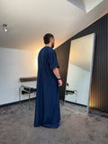 N°6 - QAMIS MANCHES COURTES  BLEU PRESTIGE FINITION BRODÉE HOMME