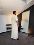 N°6 - QAMIS MANCHES COURTES  BLANC PRESTIGE FINITION BRODÉE HOMME